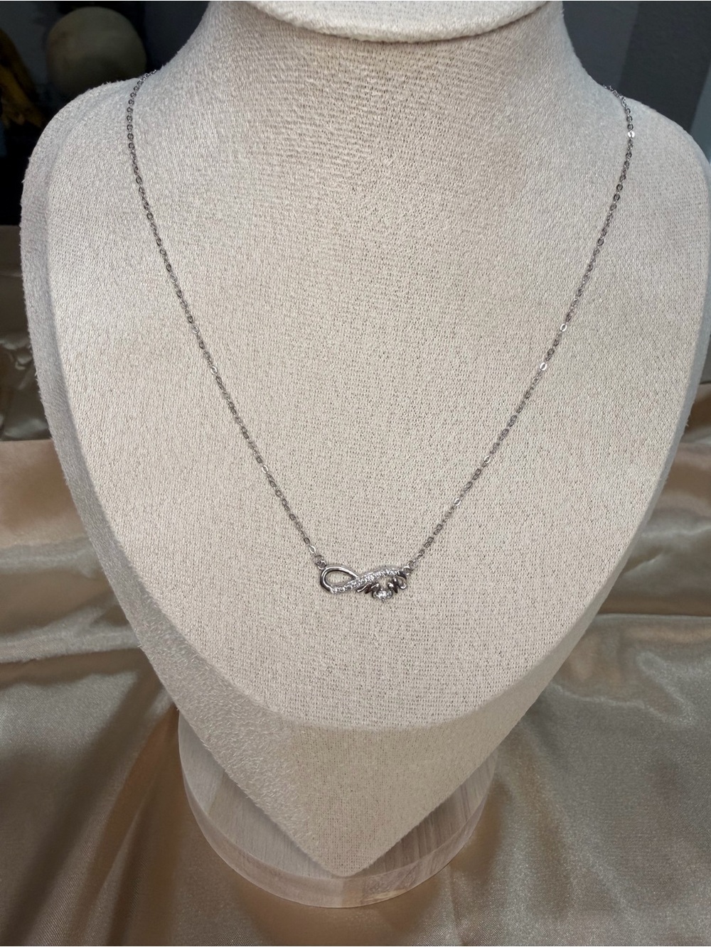 Sterling Silver Infinity and Paw Pendant Necklace - Silver